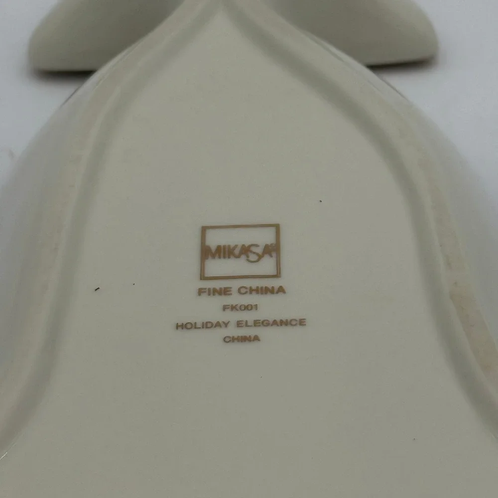Mikasa Holiday Elegance Bell Shaped Candy Dish Fine China FK001 Gold Trim Boxed